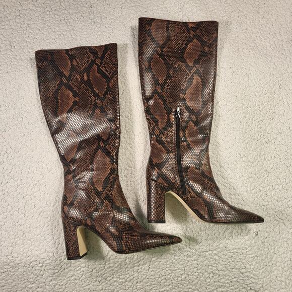 Steve Madden Evey brown snakeskin print knee-high heel boots Womens size 8M - Picture 2 of 4